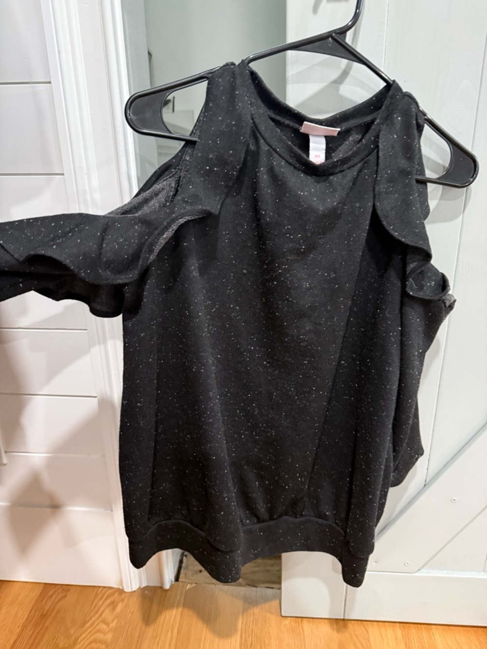 Isabel Maternity by Ingrid & Isabel Black Knit Top with white  Fleck